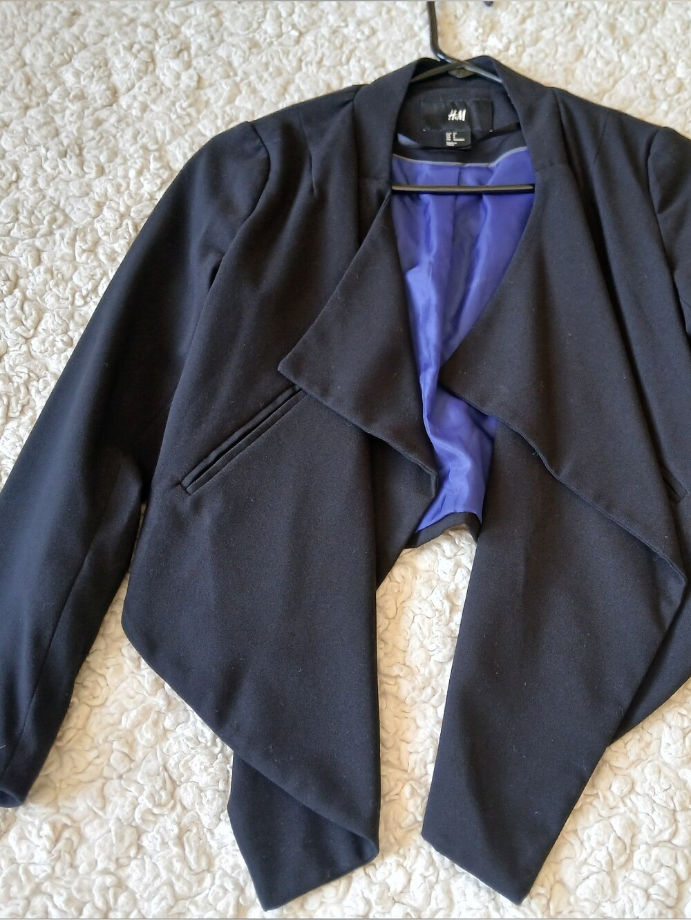 H&M Draped Blazer with Purple Lining Size 4 Black